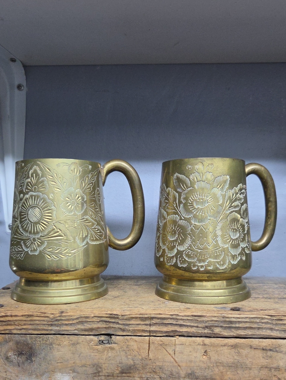 Vintage Saudi Arabia Hand-Etched Brass Mug Stein